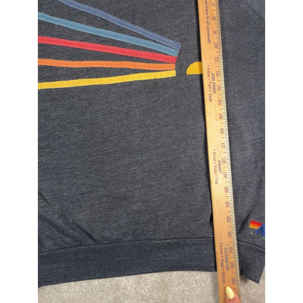 Aviator Nation 5 Stripe Crew Sweatshirt Gray Rainbow Made USA Size M - Picture 5 of 7